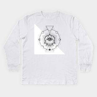 All seeing Eye of Providence Secret Geometry Kids Long Sleeve T-Shirt